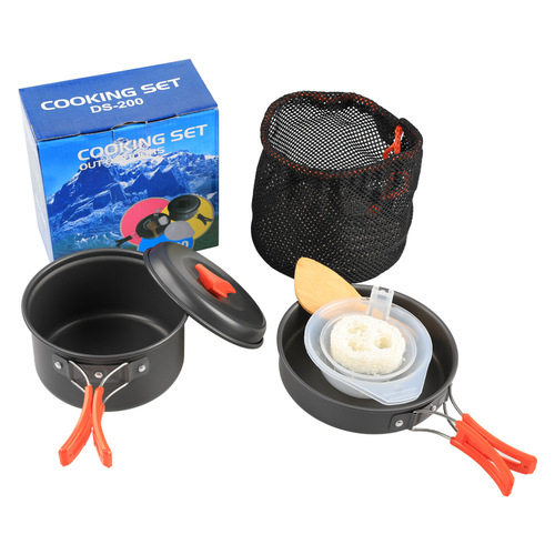 Cross-border special supply of outdoor picnic pot set for 1-2 people, portable combination DS200 pot set, picnic and camping pot set