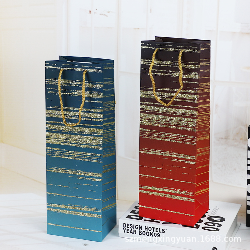 Nueva engrosada de alta gama de cumpleaños Navidad Día de San Valentín decorativo vino tinto regalo bolsa de embalaje sola bolsa de vino