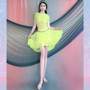 Belly Dance Clothing 2025 Summer New Off-Shoulder Lace Skirt Suit Beginner Practice Clothing Performance Clothing Kidsren's Group Clothing