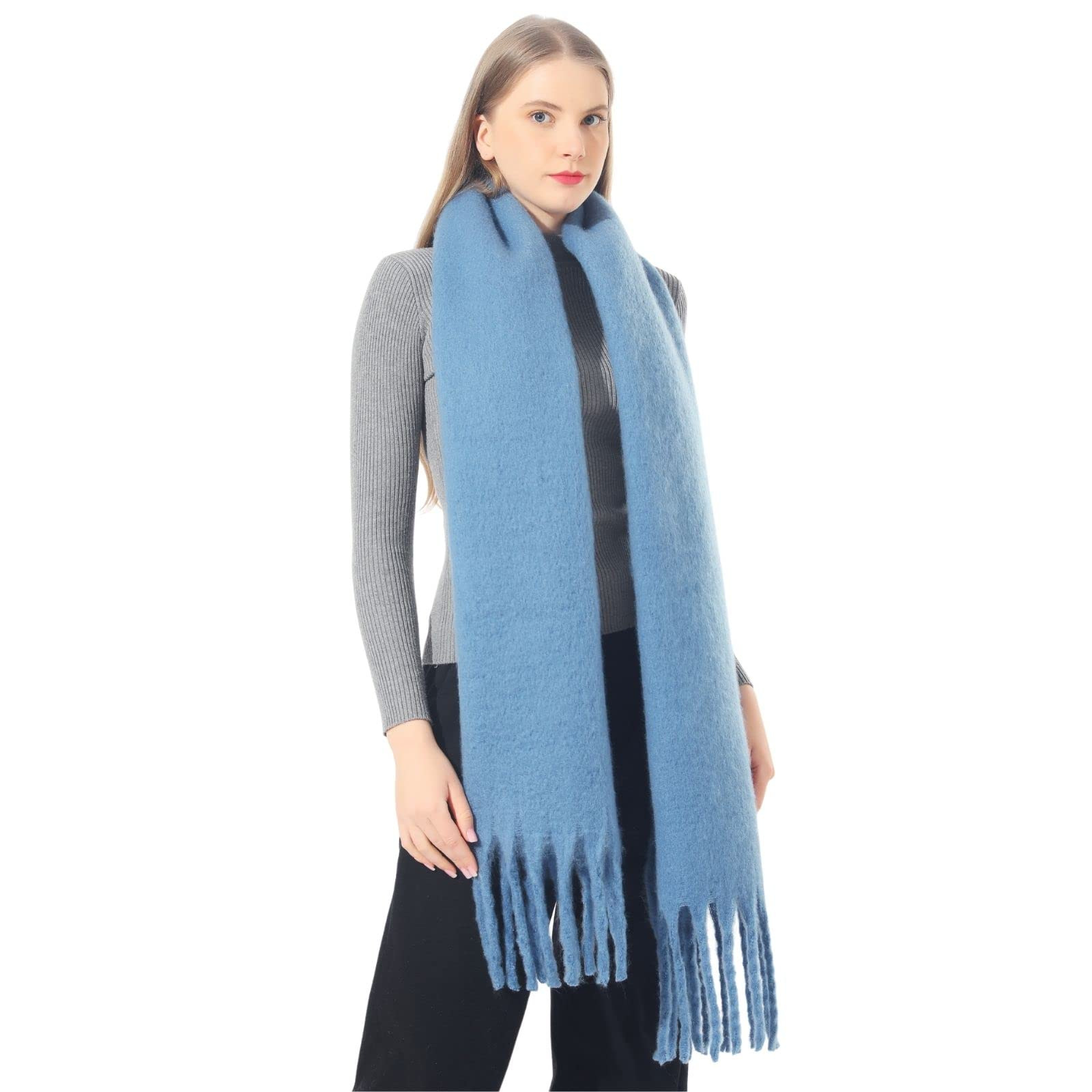 Invierno transfronterizo engrosado en color macarón cálido para mujeres super grandes bufandas de trenza de color sólido bufandas de cuello