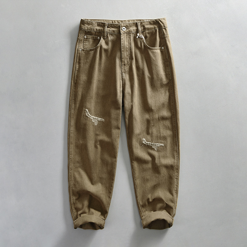 1060 Herren Retro Washed Jeans Einteiler für Haarersatz_voghion.com