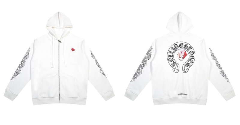 24ss年新款高品质Chrome Hearts 马蹄十字架连帽拉链卫衣工厂批发|undefined