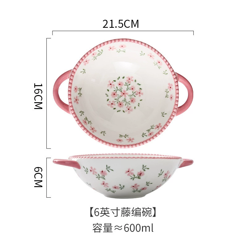 Ceramic tableware set, floral print, high-quality home dinnerware, assorted sizes