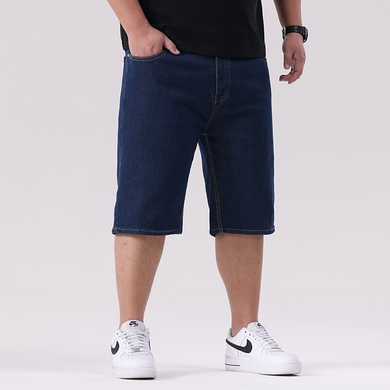 Men's Denim Shorts, Plus Size, Stretchy, Summer 2026, Large Size, Straight Fit, Loose Casual Denim Shorts