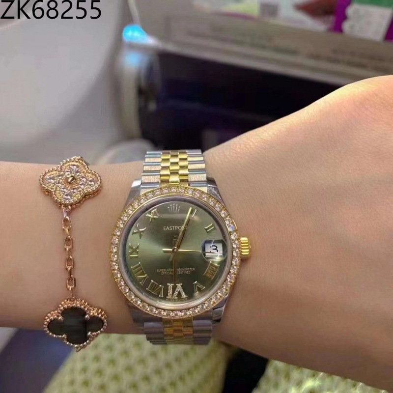 Classic Log Dog Tooth Quartz Watch Women's Olive Green Automatic Steel Women's Watch Waterproof