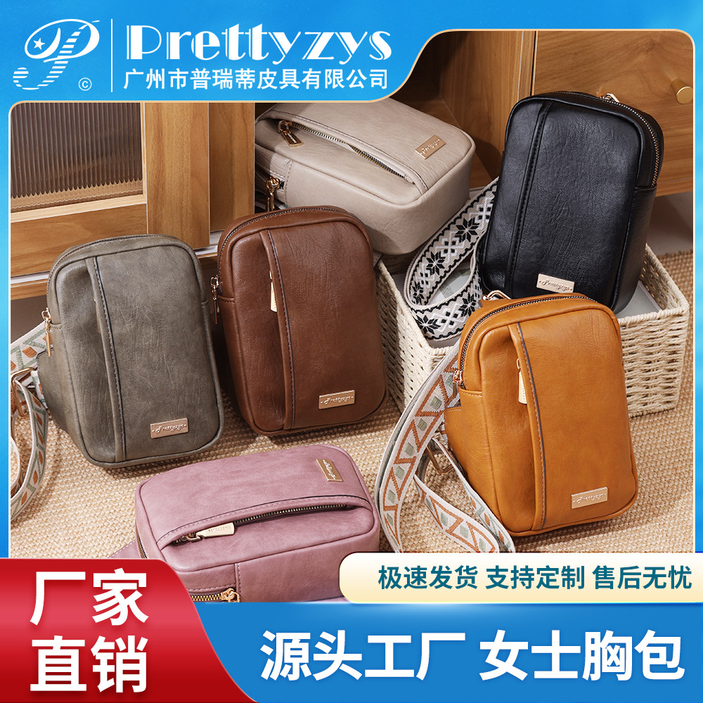 Prettyzys bolso de pecho para mujer bolso de mensajero de cuero PU de moda casual al por mayor bolso de teléfono móvil de viaje bolso de hombro