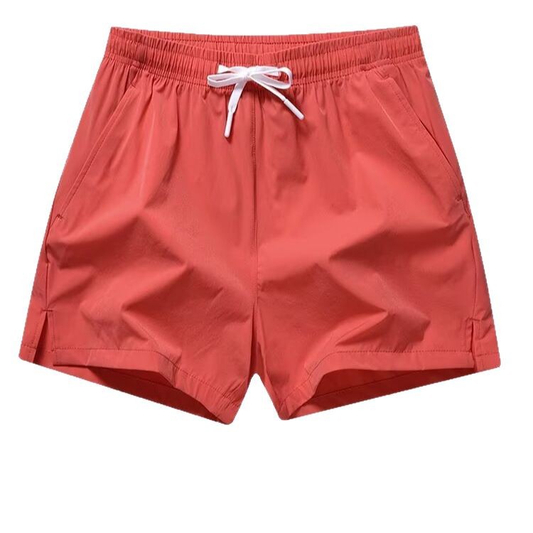 Casual de secado rápido, pantalones cortos de tres puntos de color sólido, pantalones cortos rectos elásticos sueltos, pantalones casuales de seda de hielo para hombre, pantalones de playa para hombre