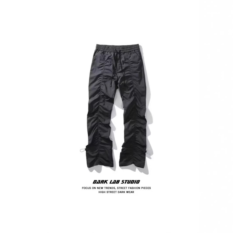 American High Street Vibe Style Design Pleated Pants for Men, Trendy Brand Functional Loose Casual Quick-Dry Sports Pants