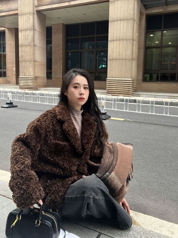 Autumn and Winter New Style Lamb Wool Jacket Women's Mid-Length Lazy Style Teddy Bear Thick Street Loose