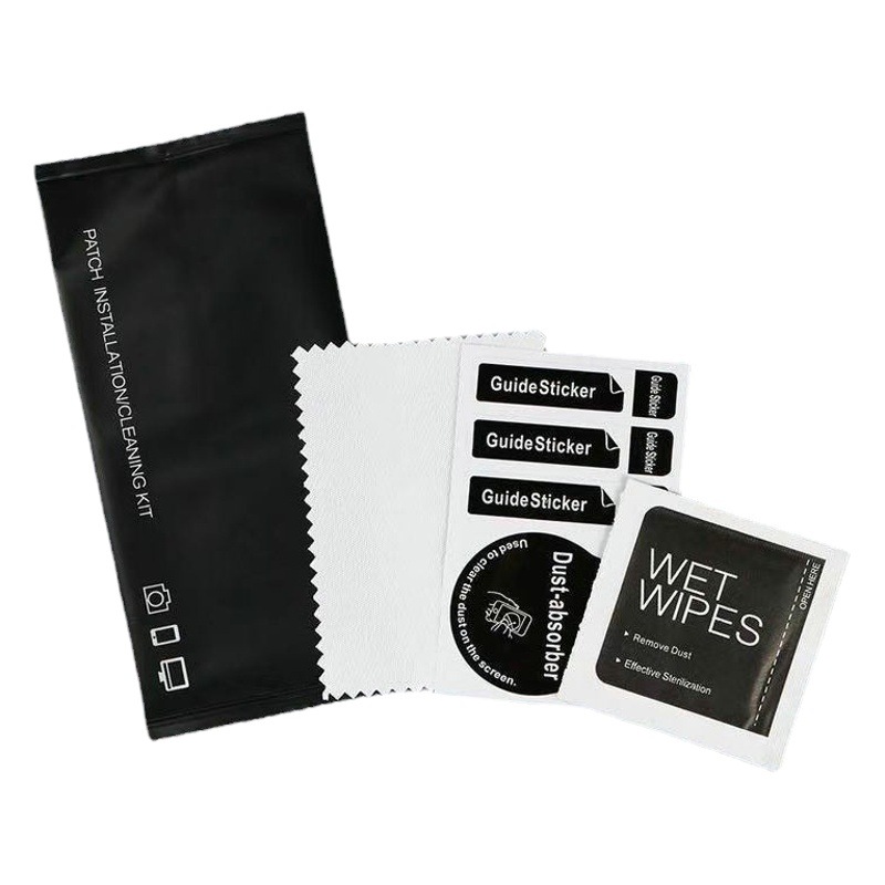 Fabricante spot teléfono móvil pasta de eliminación de polvo templado juego de limpieza de pantalla bolsa de alcohol de desinfección kit de ayuda de película