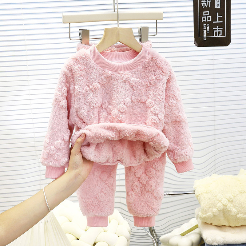 儿童睡衣套装保暖秋冬新款男童加厚家居服宝宝加绒女童衣服童装|undefined
