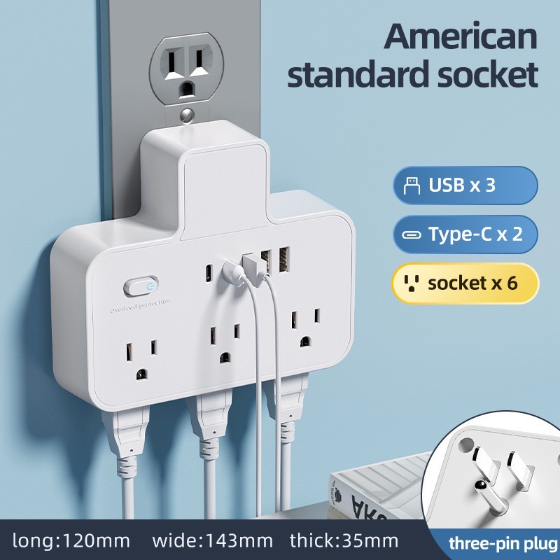 Adaptador de US-CAP portátil de una vuelta 6 orificios conector de expansión USB inteligente para Estados Unidos México Canadá image 6