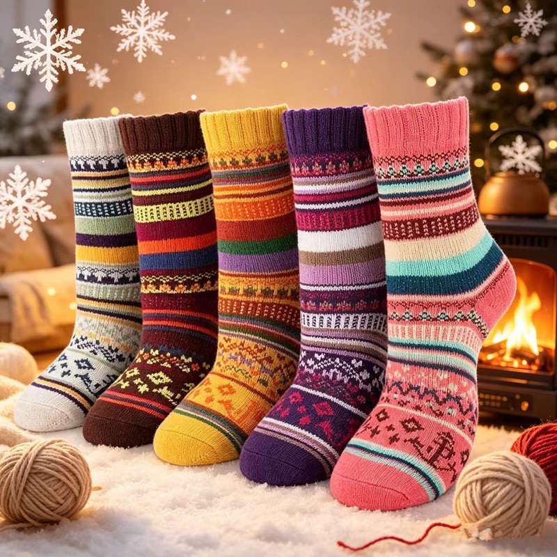 Amazon Women's Wool Socks Crew Winter Socks Thick Winter Gift Warm Wool Socks Thick Socks Various Styles