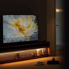 北歐小戶型實木落地電視櫃櫻桃木岩板黑胡桃原木客廳茶几組合