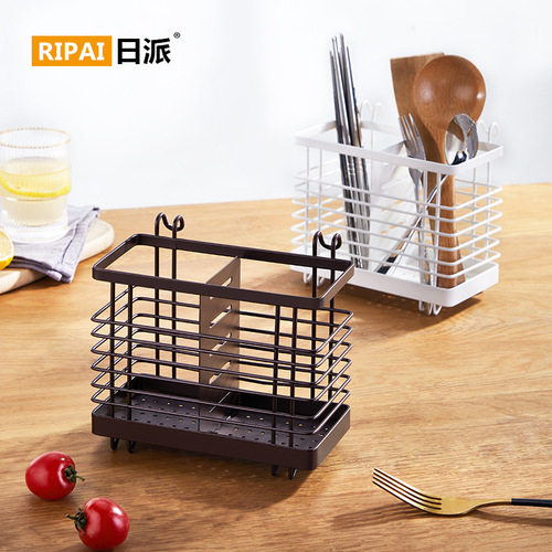 Japanese iron drained chopstick cage home kitchen chopstick storage rack wall-mounted countertop chopstick cage chopstick and spoon storage rack