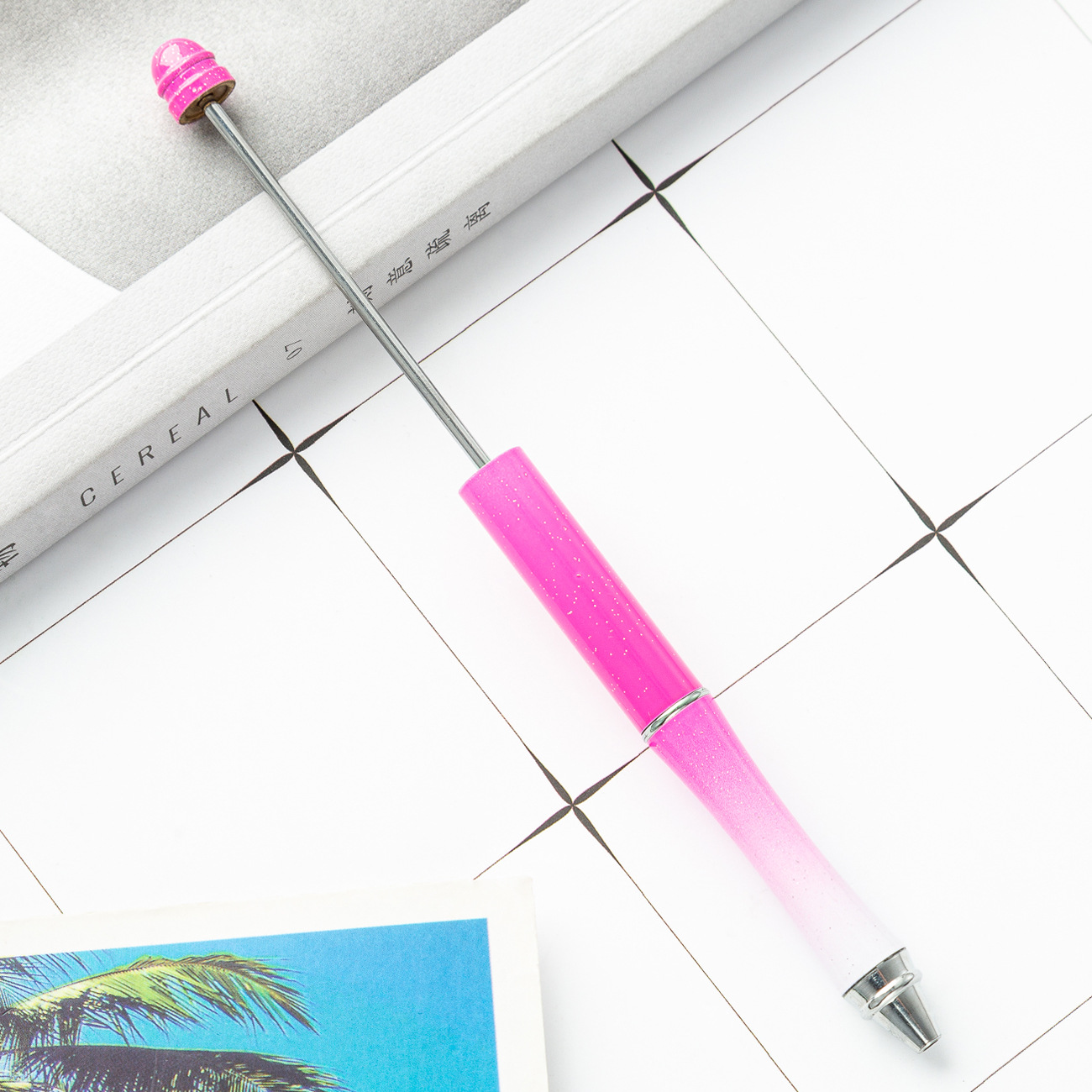 Pluma de cuentas de metal en stock al por mayor creativo con cuentas bolígrafo DIY bolígrafo personalidad metal DIY pluma con cuentas