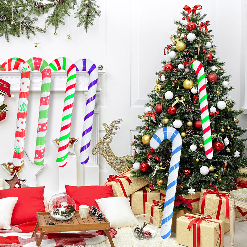 Accesorios de decoración de ambiente de fiesta de Navidad transfronteriza PVC engrosamiento simulación andador juguete interactivo muletas inflables