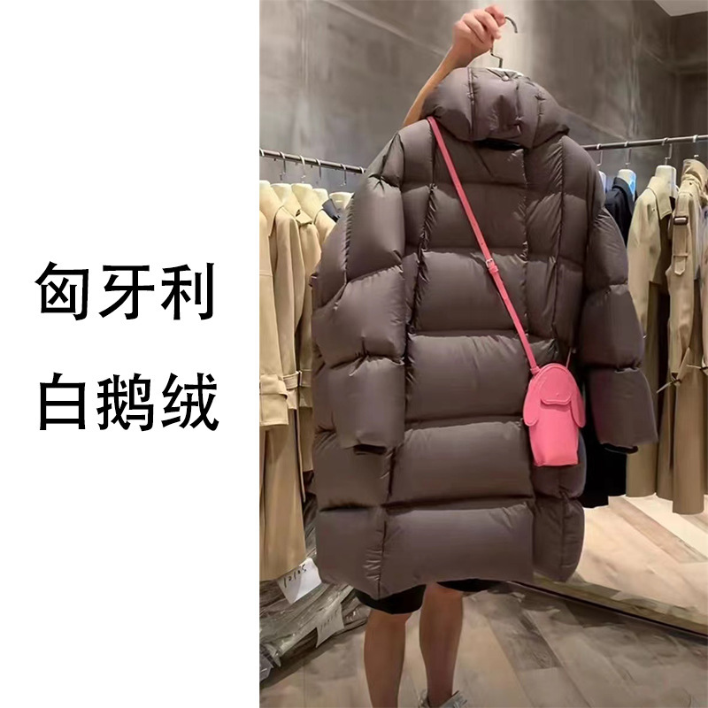 白鹅绒面包服~南油女装2025冬季新品加厚外套中长款连帽羽绒服女|undefined
