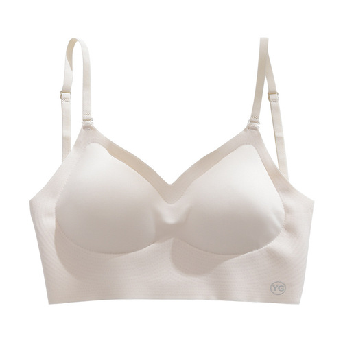 Beautiful back's new seamless bra for women with small breasts, push-up adjustable latex bottoming bra without steel rings