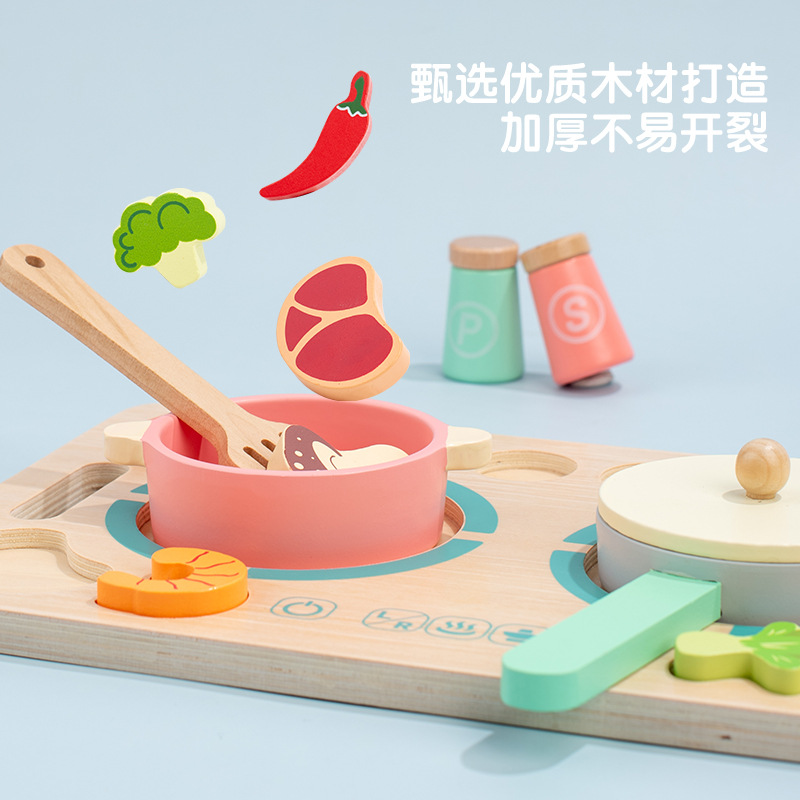 Té de la tarde en 3D de madera para niños, dim sum, cocina, barbacoa, juego de la casa, rompecabezas de comida tridimensional, juguetes de educación temprana