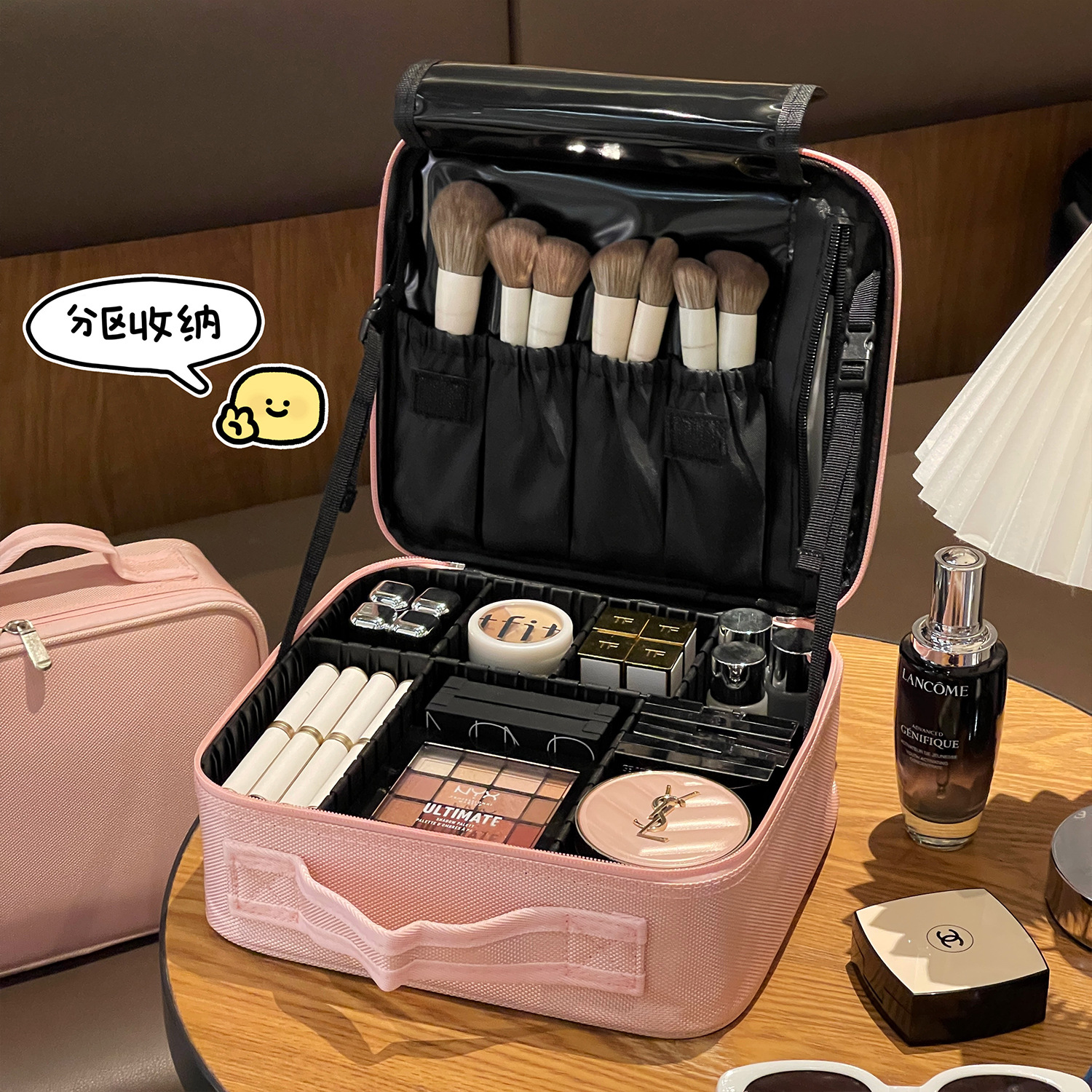 Bolsa de cosméticos transfronteriza de gran capacidad con espejo, productos portátiles para el cuidado de la piel de alto valor, bolsas de almacenamiento, mujeres