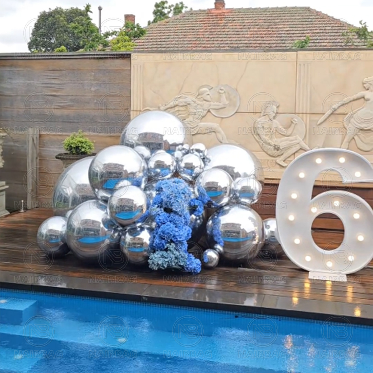 Bola de espejo inflable de PVC Comercio exterior Venta caliente Fiesta de la boda Centro comercial Festival Decoración DE LA ETAPA Bola reflectante láser