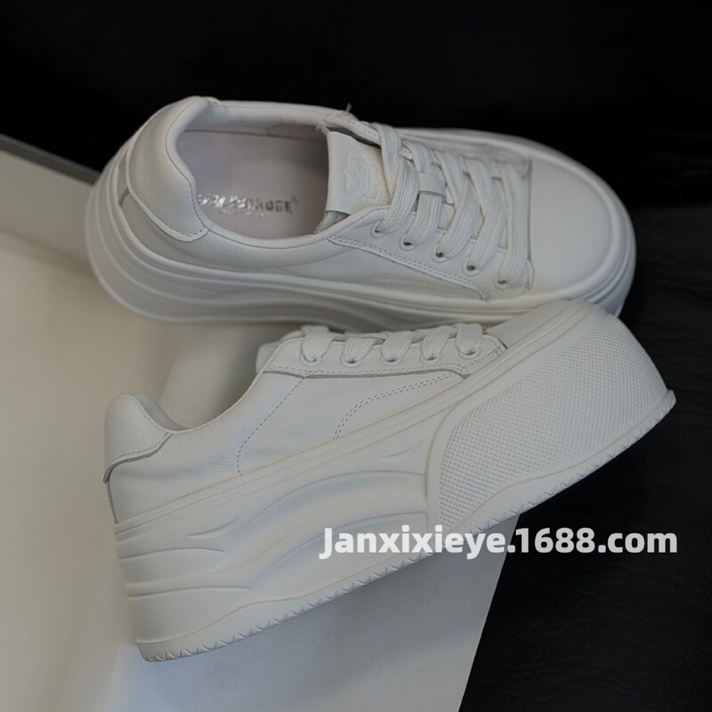 Top-layer cowhide thick-soled ultra-light high-end women's white sneakers, 2026 summer and autumn model, comfortable, lightweight, versatile casual sneakers Top-layer cowhide thick-soled ultra-light high-end women's white sneakers, 2026 summer and autumn model, comfortable, lightweight, versatile casual sneakers
