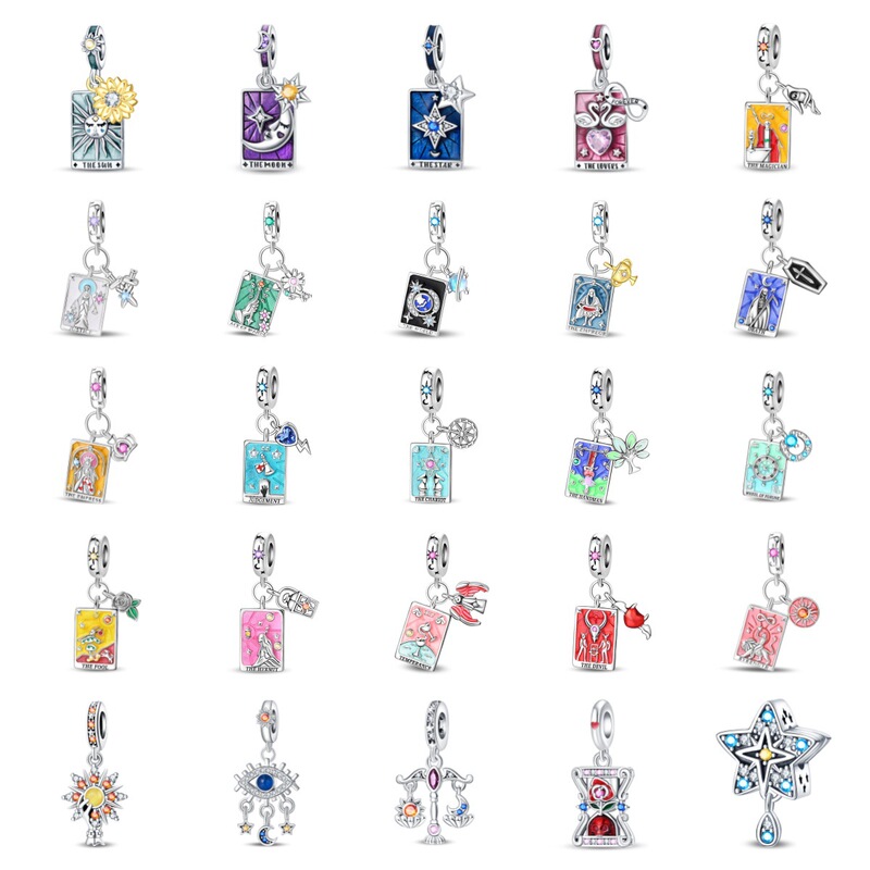 DIY Jewelry Bracelet Accessories Tarot Sun Moon Star Charm Pendant Beads Copper Silver-Plated Export Hot Style