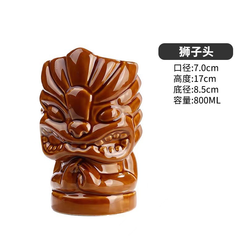 Taza de cóctel hawaiana taza de cerámica creativa taza de tic-tac - toe taza de cara de totem taza de macaco taza zombie taza de papagaio taza