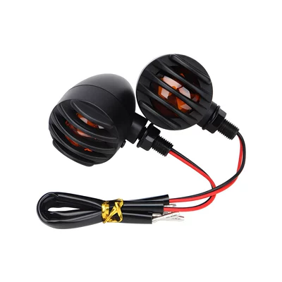 High-Brightness 12V Retro Motorcycle Grille Turn Signal Light Indicator Light Signal Lamp Motorcycle Warning Light (Dönmə işıqları) - plastic-grille-yellow-pair-of-bags