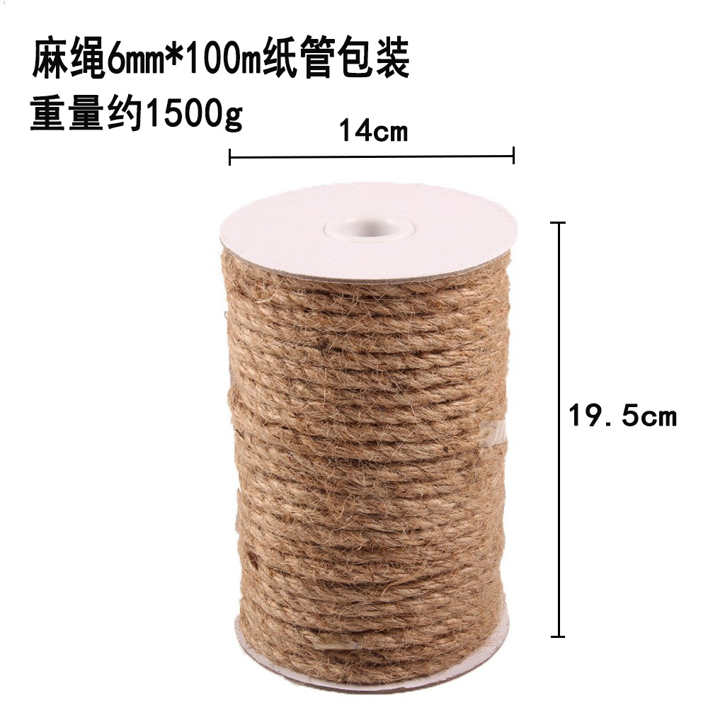 Cuerda de cáñamo de protección del medio ambiente, cuerda hecha a mano de bricolaje, decoración, embalaje, etiqueta, cuerda de cáñamo 1mm-20mm, varias especificaciones de grosor