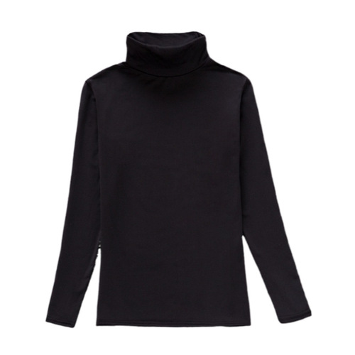 Autumn and Winter Women's High-Neck Fleece Long-Sleeve T-shirt Women Solid Color Plus Size Women's Clothing