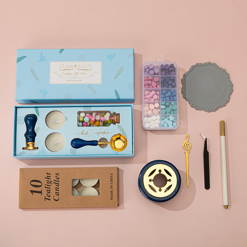 Nuevo macaron fuego pintura cera grano horno sello mano cuenta Día de San Valentín cumpleaños regalo fuego pintura sello conjunto completo al por mayor