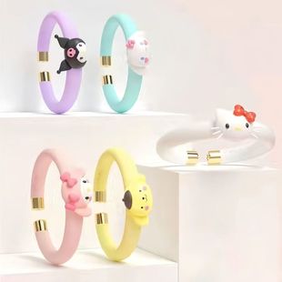 Plant Essential Oil Mosquito Repellent Bracelet, Cute Cartoon Sanrio Design, Anti-Bite, Portable for Children, Trendy for Outdoor Use