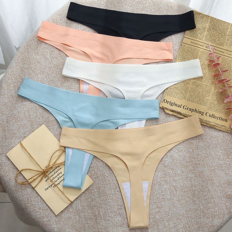 Women's underwear ice silk thong Japanese seamless T pants sports comfortable sexy underwear women's fun low waist breathable