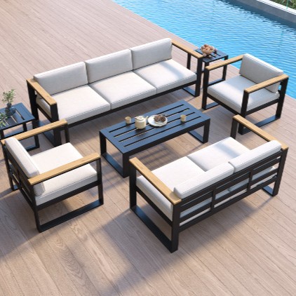 Sofá de aleación de aluminio al aire libre sillón balcón al aire libre jardín jardín acero inoxidable impermeable estilo simple combinación de muebles