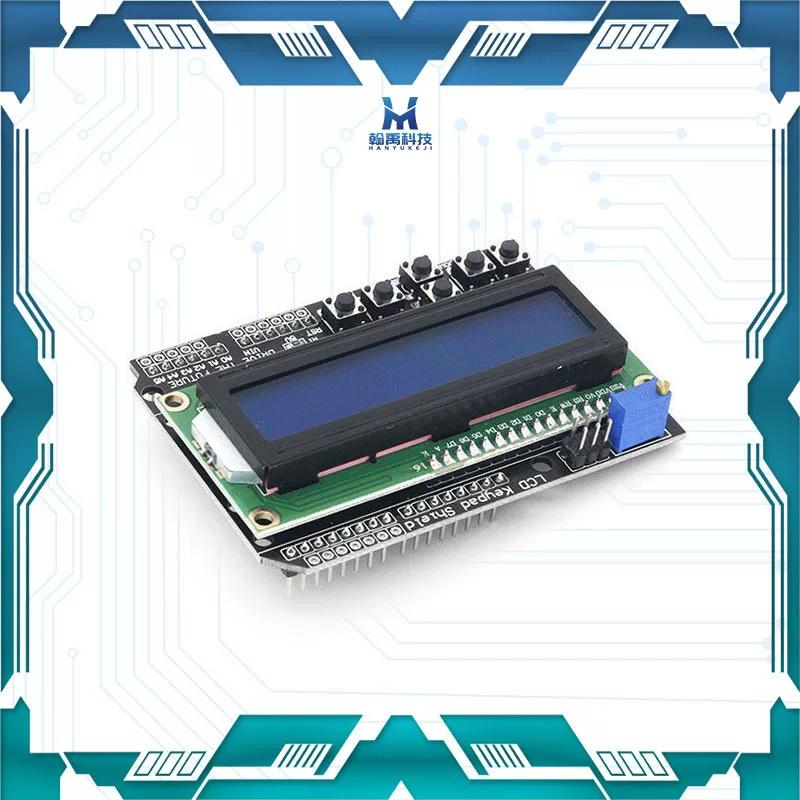 Плата расширения LCD1602 символьного дисплея, входы/выходы, LCD KeyPad Shield