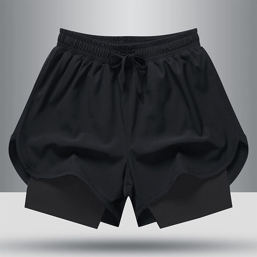 Men's 2024 Summer Quick-Dry Sports Shorts High-Elastic Training Breathable Running Fitness False Two-Piece Underwear-Proof Yoga Pants