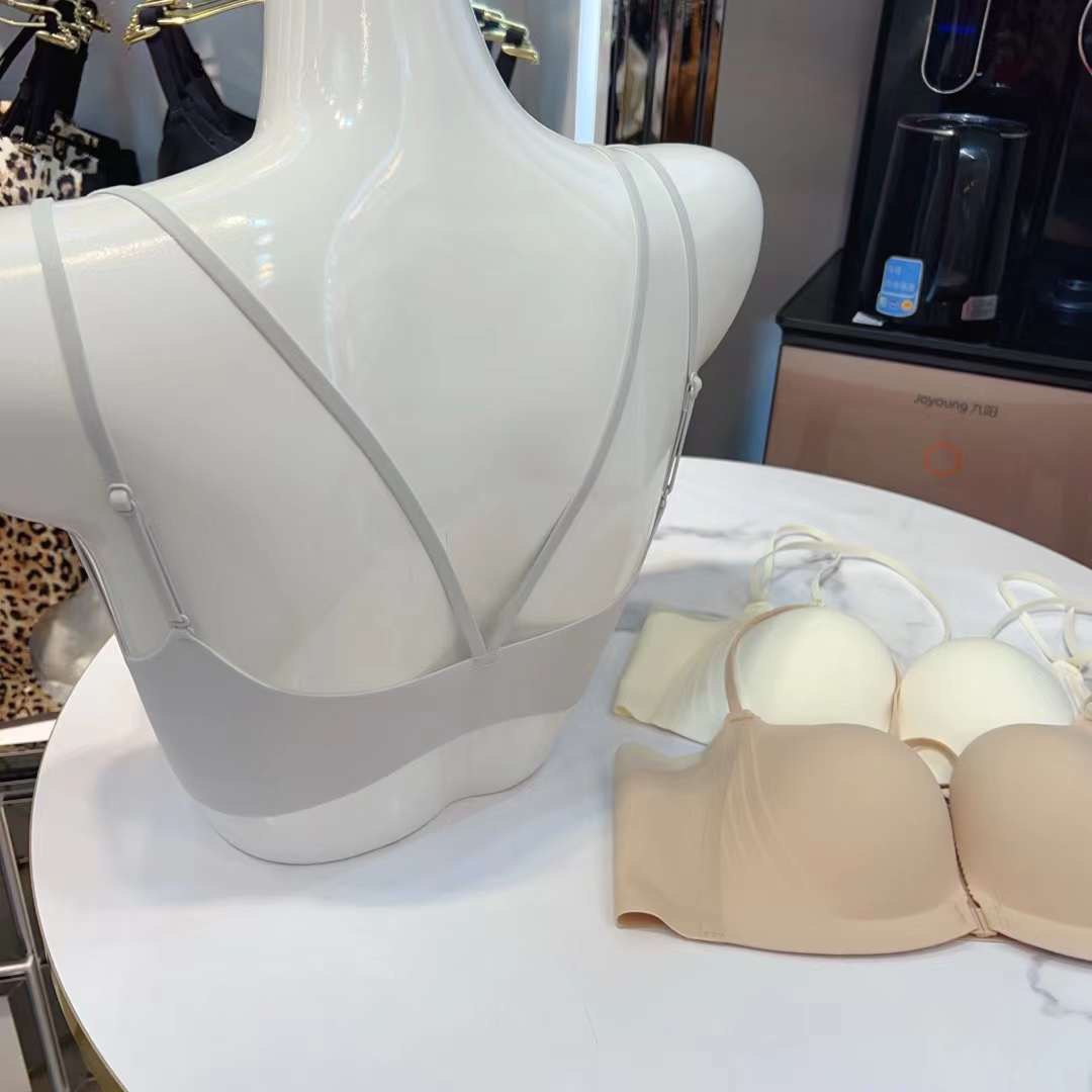 6370 nueva textura tridimensional 3D sin costuras sin anillo de acero hebilla delantera hermosa espalda ropa interior sexy sujetador de pecho redondo ultrafino