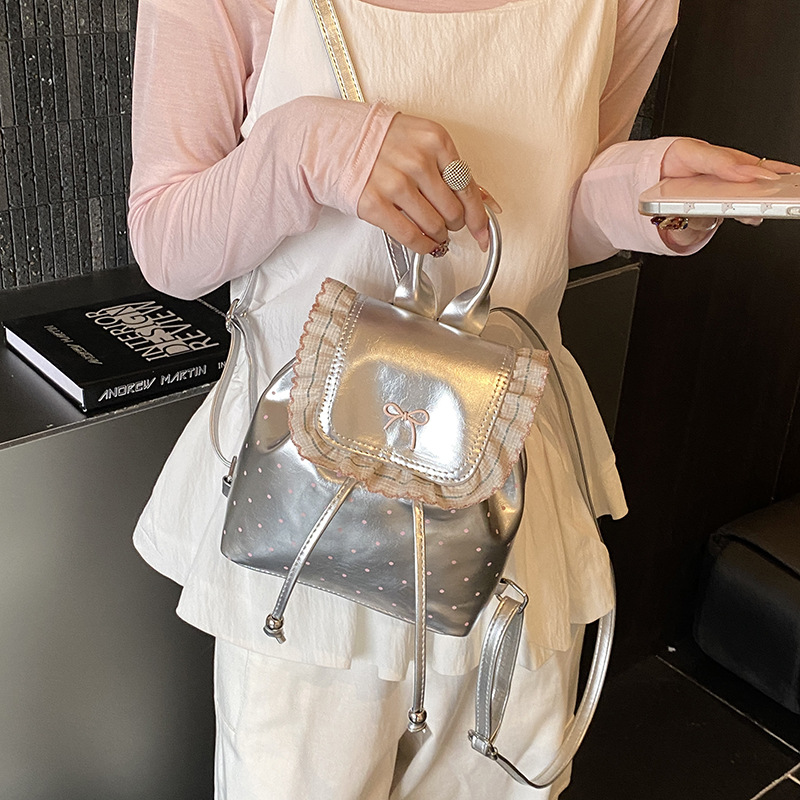 Mochila de encaje extranjero para hombres y mujeres, lindas mochilas de arco ondulado coreana, nuevas mochilas para niños