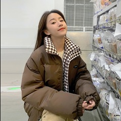 デザインニッチチェッカーボード小さな厚いパンコート綿コート女性の冬の綿コートイン
