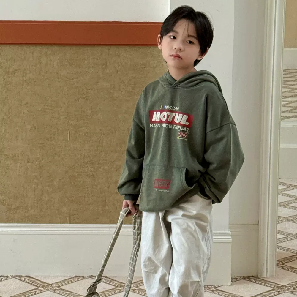 奶酪与喵男童卫衣2025秋季新款韩版字母印花儿童连帽衫休闲装潮童
