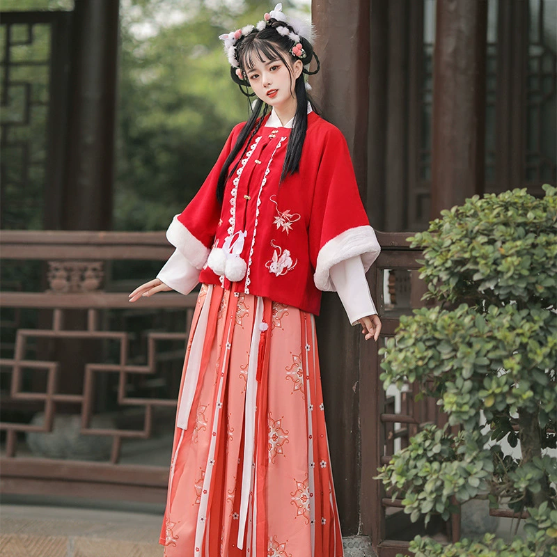 Yutu Yao 2024 осень и зима новый Ming Hanfu китайский стиль с полукрубок кардиган рубашка с рукавами пипа плиссированная юбка