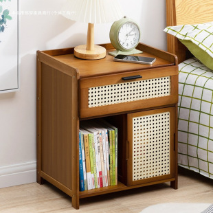 Bedside Table Simple Modern Storage Rack Small Cabinet Bedside Cabinet Storage Side Table Solid Wood Rental Room