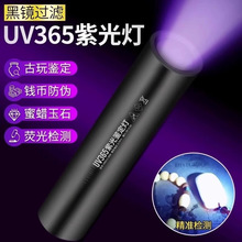 紫光手电筒65紫外线灯验钞伍德氏猫藓灯玉石蓝光鉴定检测灯防伪