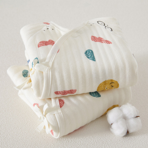 Baby clothes, newborn clothes, spring and autumn, three-layer warm pure cotton, long-sleeved, one-piece, crawling clothes, baby clothes, infant clothes