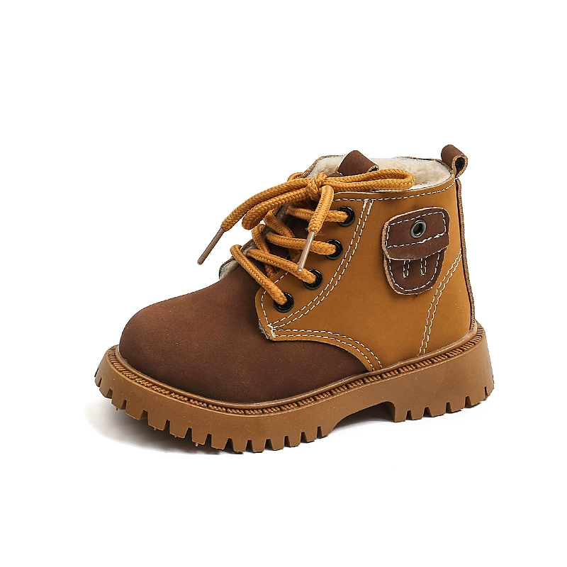 Martens, keep warm non-slip universal fashionable low boots for boys English style, British style, soft sole