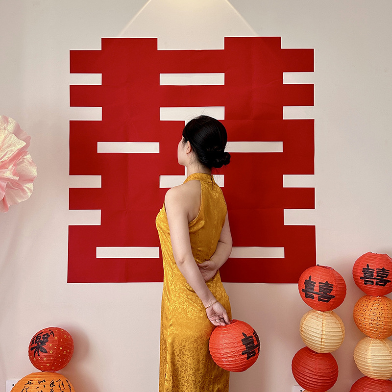 Personajes felices de gran tamaño para bodas, decoración de la sala de bodas, pegatinas de decoración de la puerta, suministros para bodas, telas no tejidas para hombres y mujeres