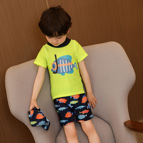 New children's swimsuit wholesale boys split three-piece set ins diving fish baby small and medium-sized boy swimsuit