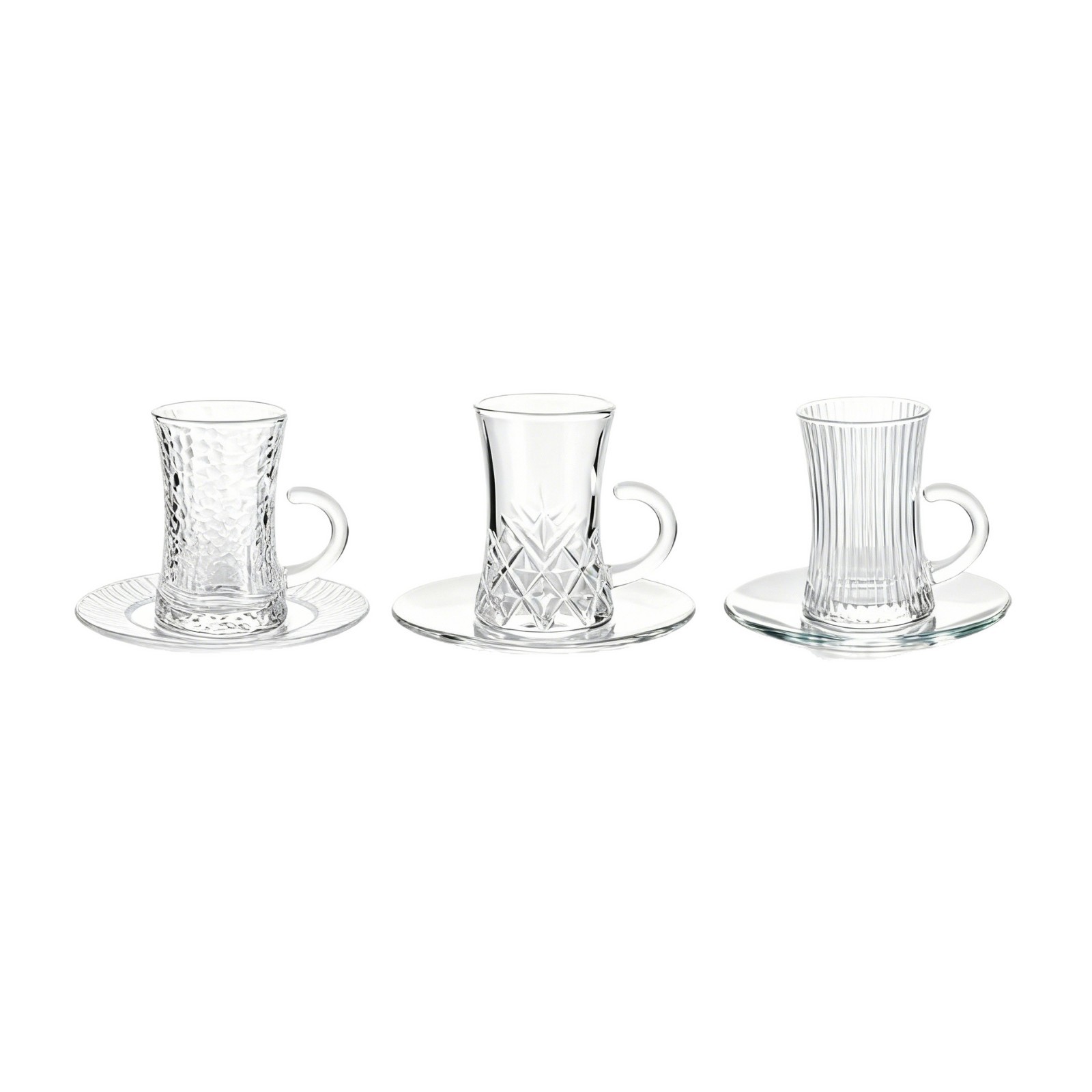 Taza de té turco resistente al calor simple al por mayor con mango de taza de té de vidrio con mango de taza de café con set de platos